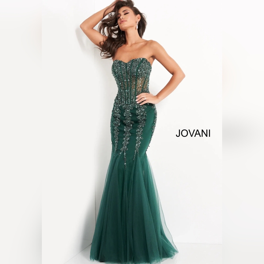 Jovani #5908 RED Strapless Bustier Prom Dress, Size 10